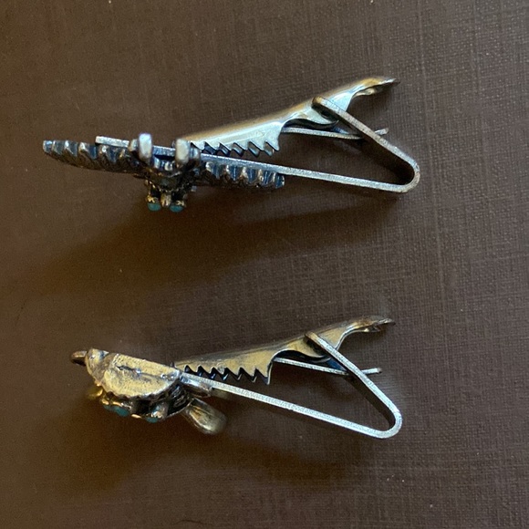 Vintage Native American kachina eagle dancer turquoise silver tone tie clip - Picture 7 of 12